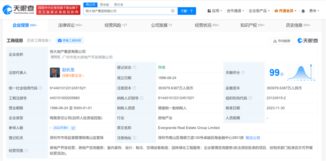 恒大地产等被强制执行9.8亿