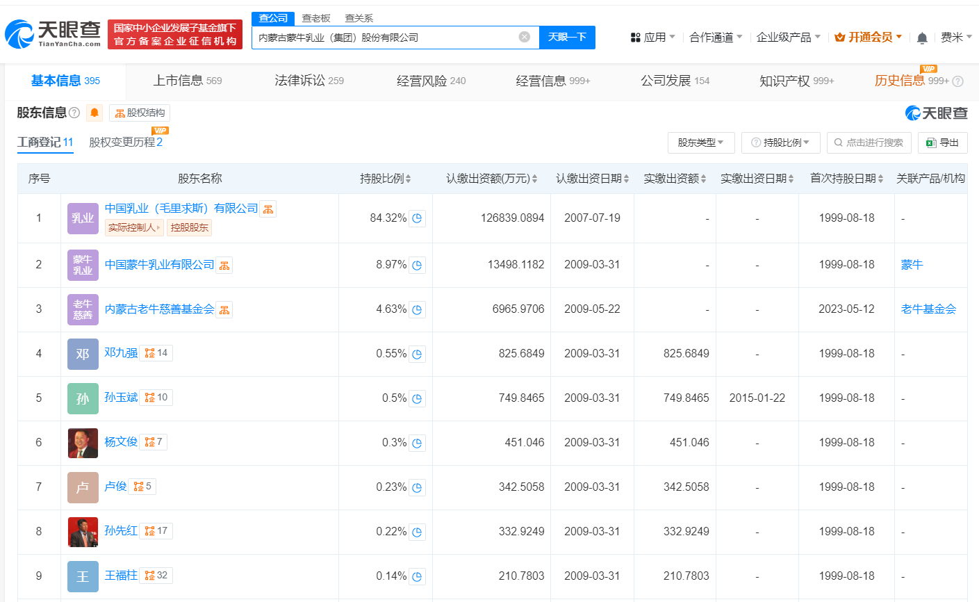 高飞已任蒙牛公司法定代表人