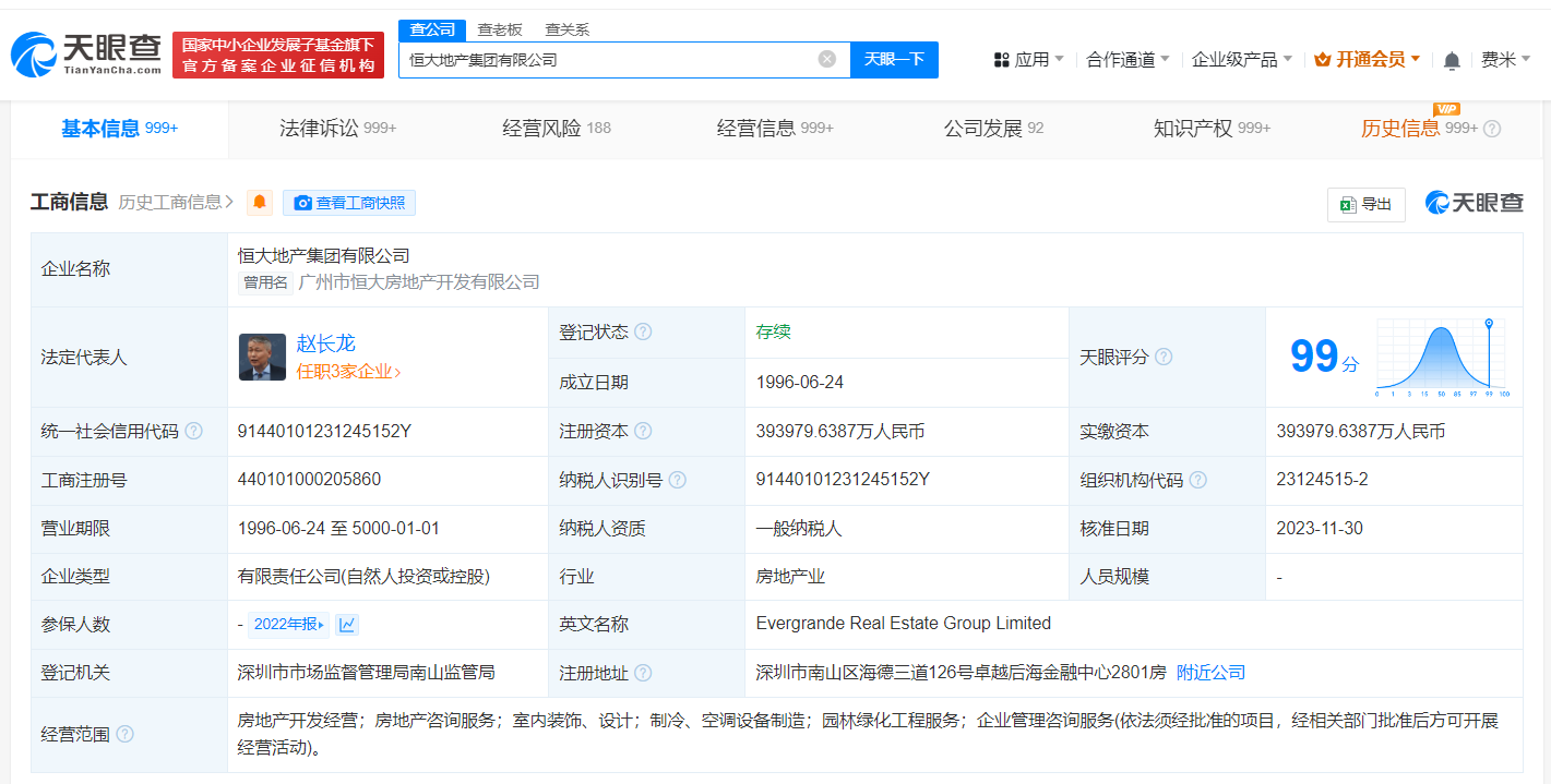 恒大地产等被强执15.9亿