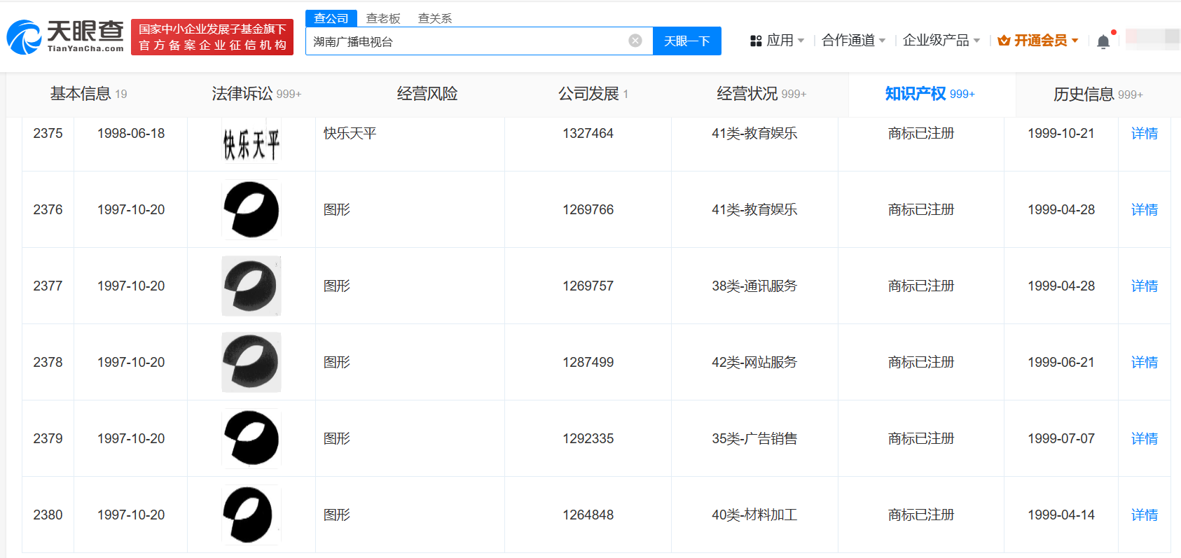 湖南台已注册芒果台商标