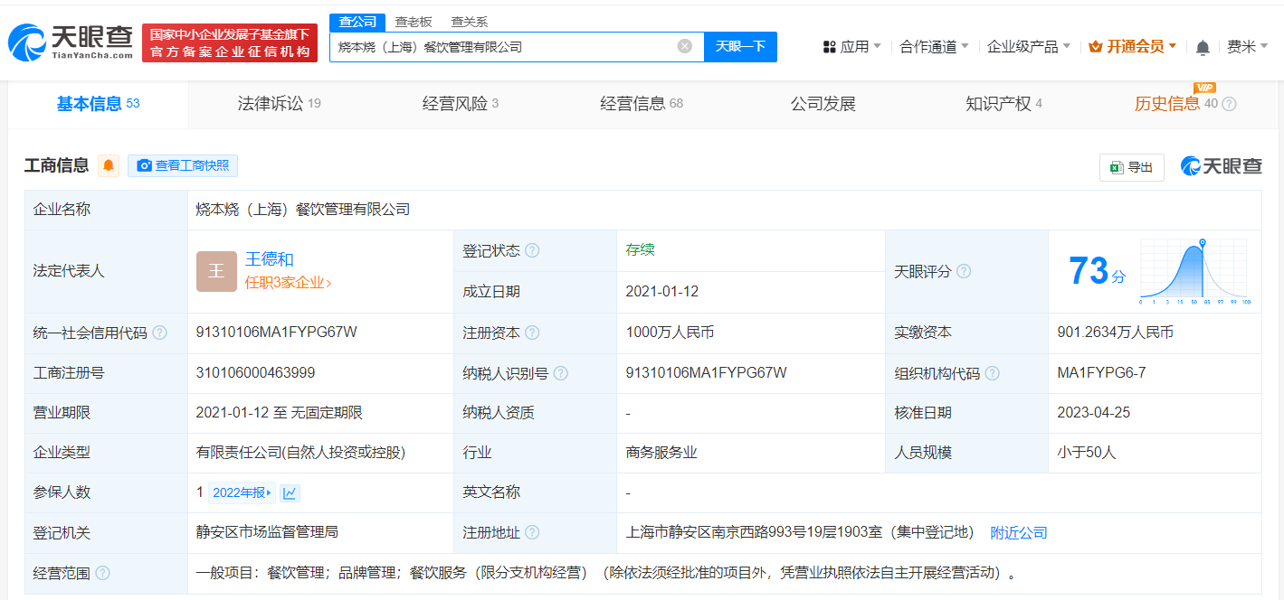 张翰曾主理烤肉品牌经营异常