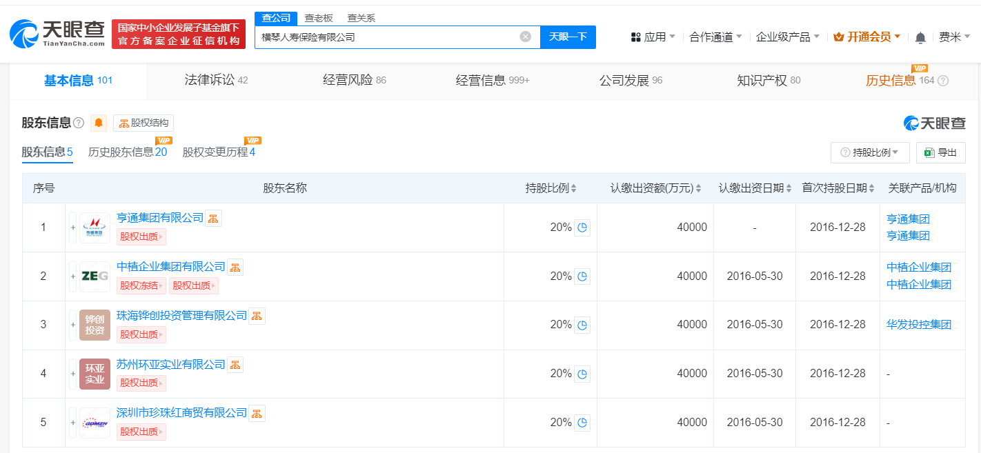 横琴人寿换帅完成工商变更