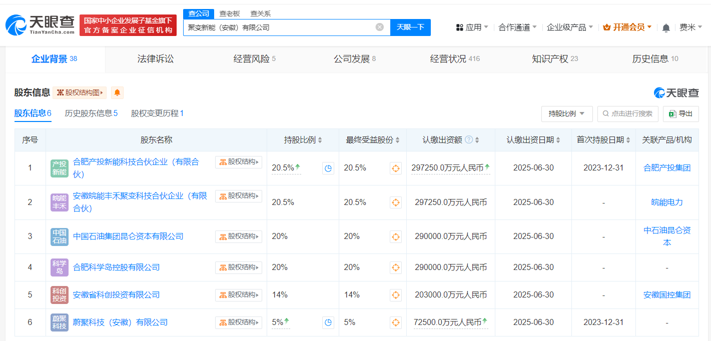 中石油昆仑资本等入股聚变新能