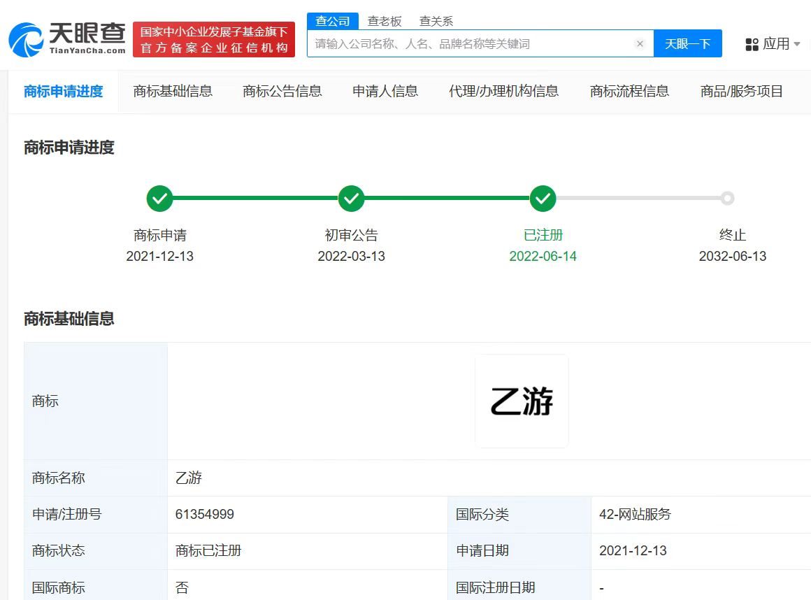 乙游已被注册为商标