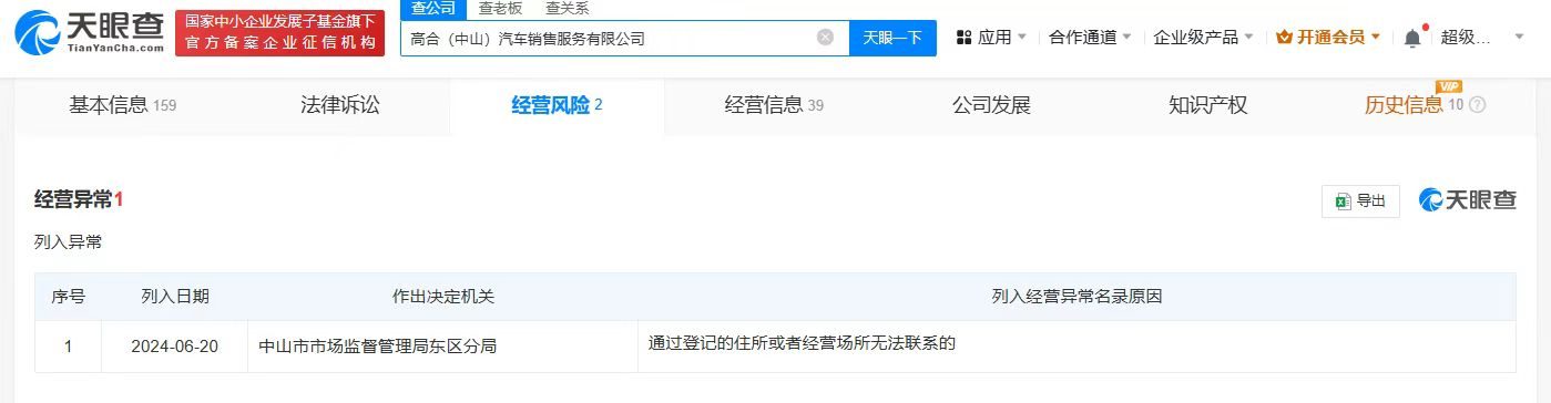 高合汽车多家公司已经营异常