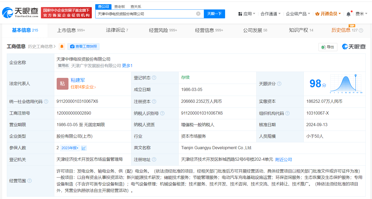 中绿电增资至20.67亿