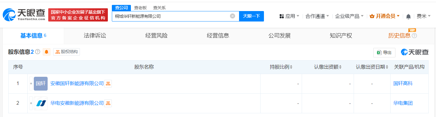 #国轩高科华电新能源共同成立新公司# 注册资本1000万