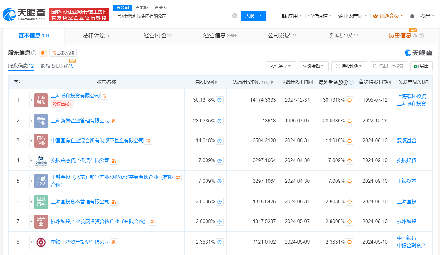 国企混改基金等入股新微集团