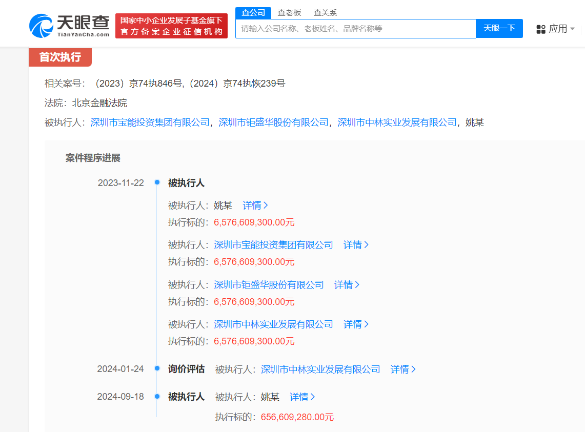 姚振华被恢复执行6.5亿