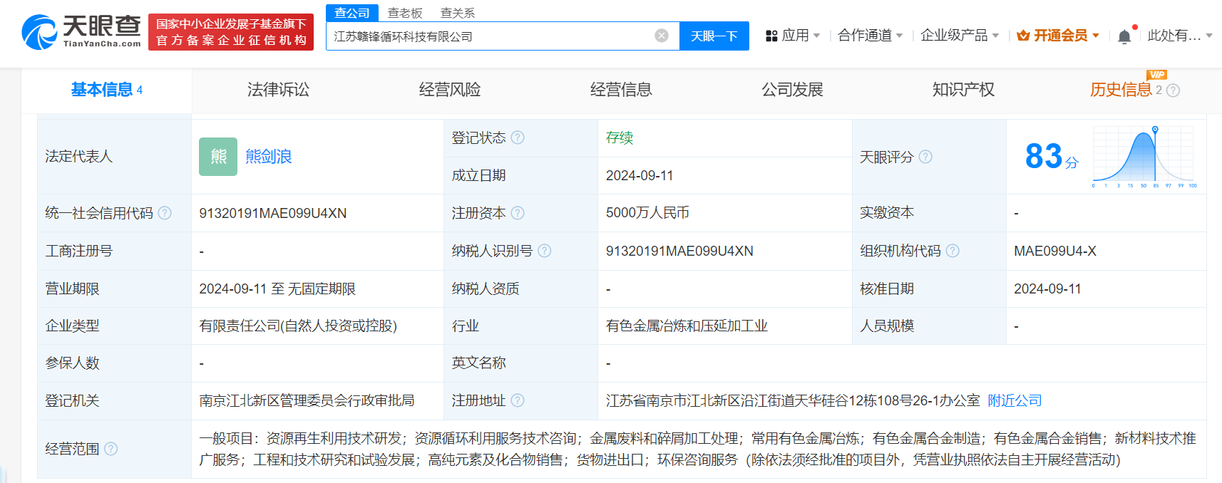 #赣锋锂业等成立循环科技公司# 注册资本5000万