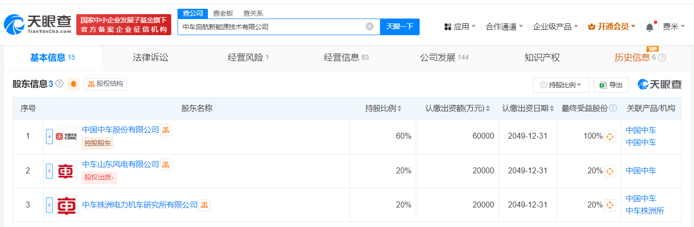 中车启航新能源技术公司经营异常