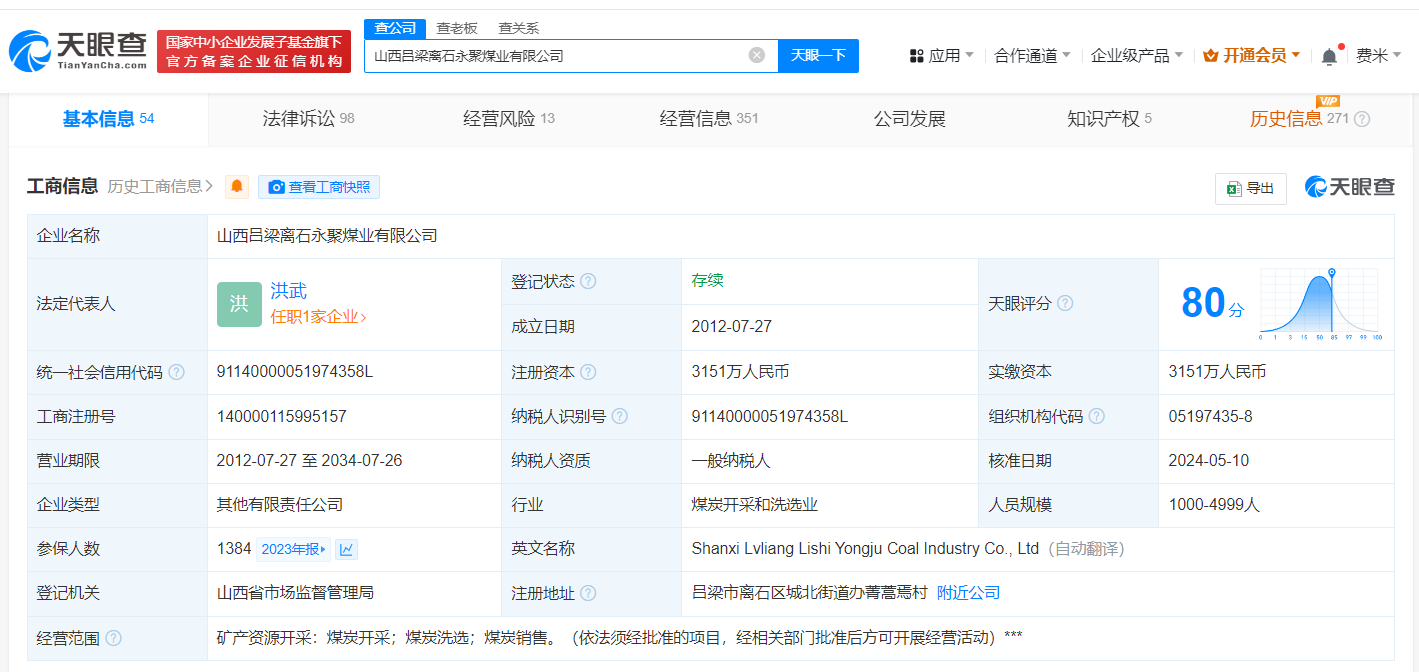 永聚煤业因重大火灾事故被罚1500万